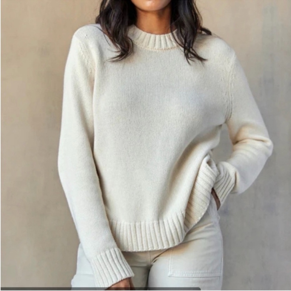 Outerknown Roma Sweater Cashmere Organic Cotton Cream Salt Crewneck Size M